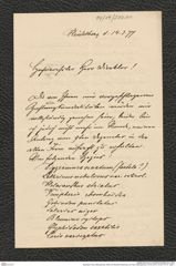 Nachlass Franz Steindachner, Brief von Richard Kossmann an Franz Steindachner (14.03.1877), Inv.Nr. 277.01, Seite 1